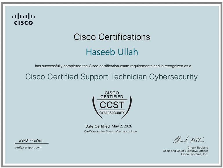 Cisco Certified Support Technician Cybersecurity